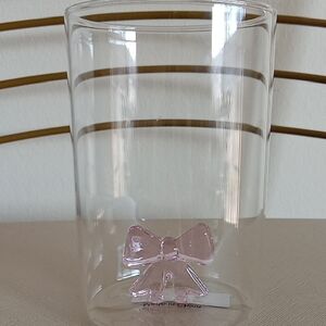 Clear Glass Vase with Pink Bow Accent